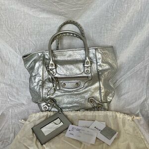 Balenciaga Silver Sunday Tote Bag